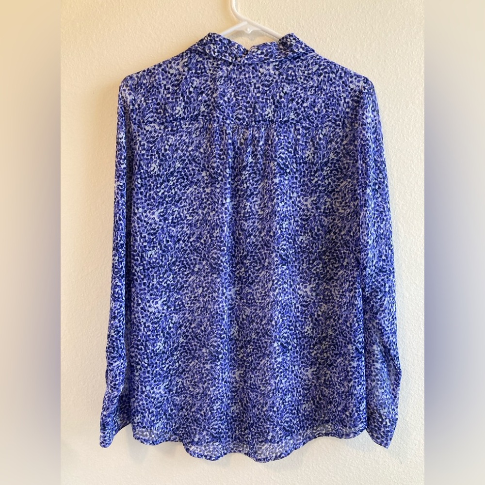 Liz Claiborne Lavender Blue Dot Print Button Down Blouse Size S - Picture 7 of 9